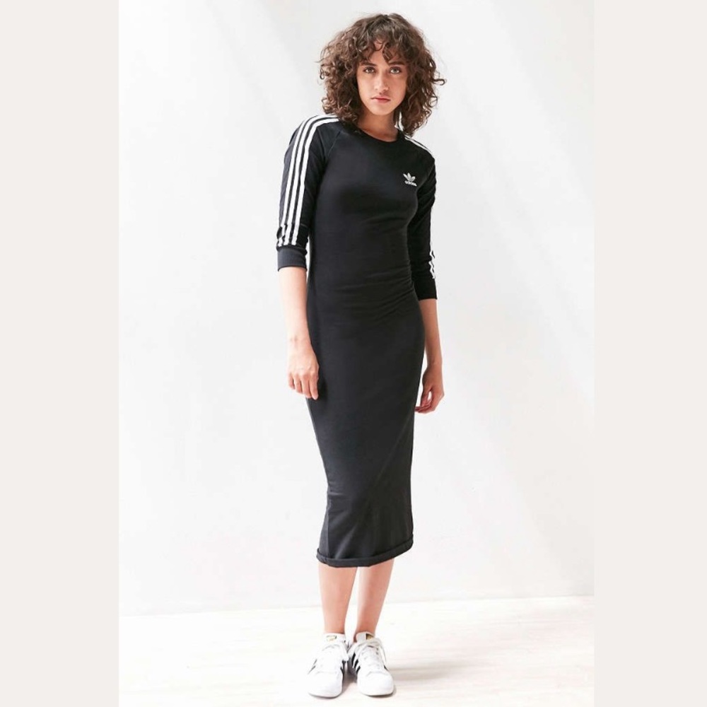 •Adidas• NEW 3 Stripe Midi Dress